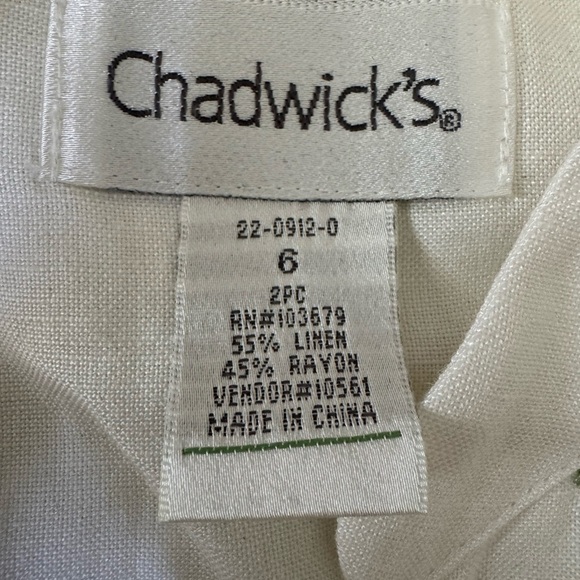 NWOT Chadwick’s Linen Sleeveless button up embroidered blouse Women’s size 6 - Picture 7 of 9